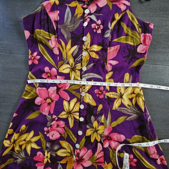 JBS Dress Womens 10 Floral Button Front Sleeveless Maxi Midi Rayon 90s Resort - Picture 6 of 9